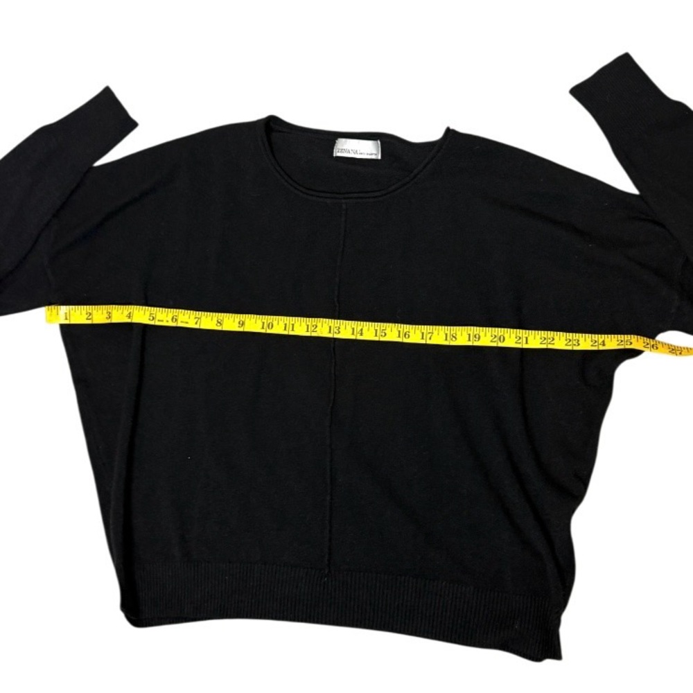 Zenana Black Front Seam Round Neck Long Sleeve Sweater Size Large - Picture 9 of 10